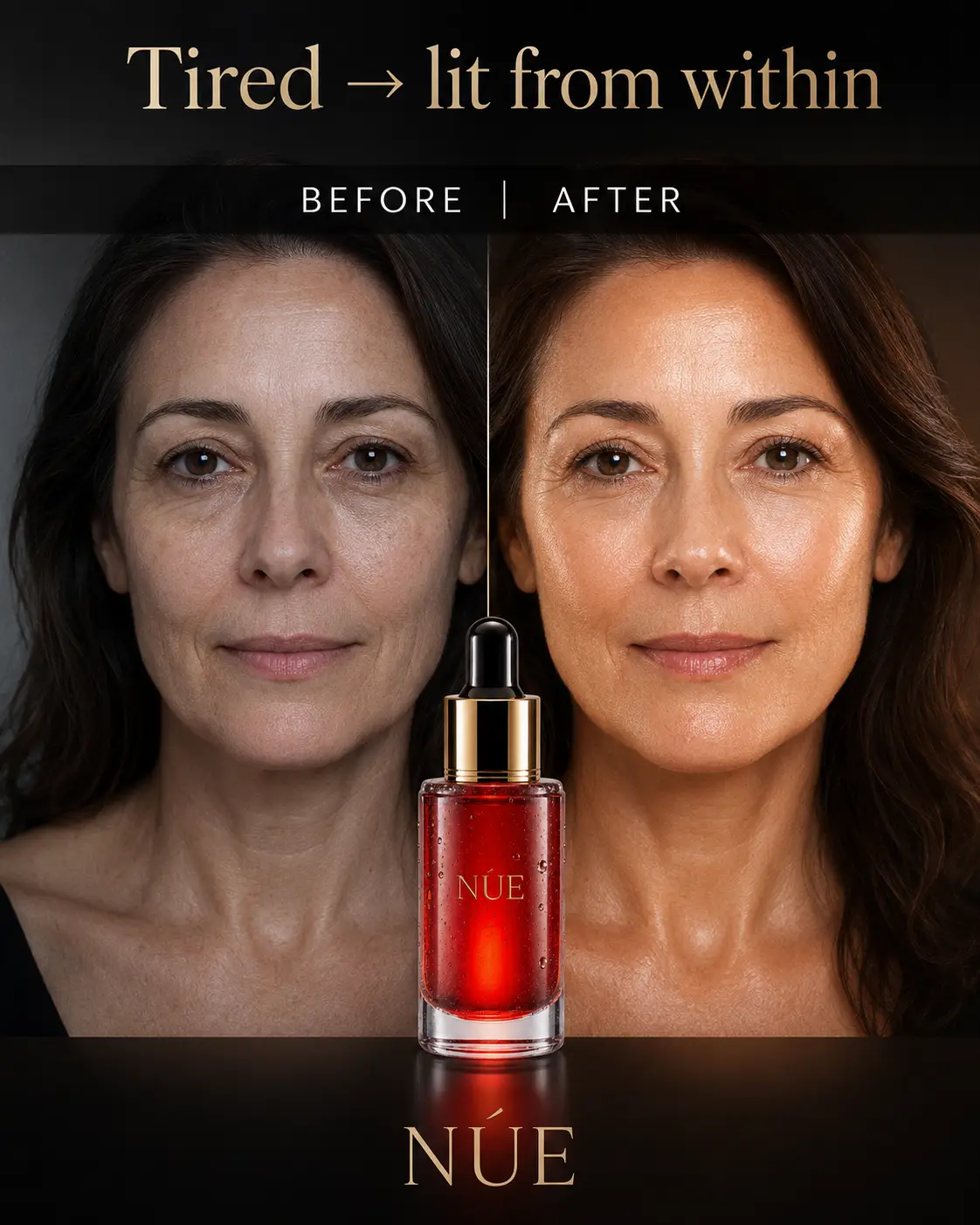 NÚE ad — before & after
