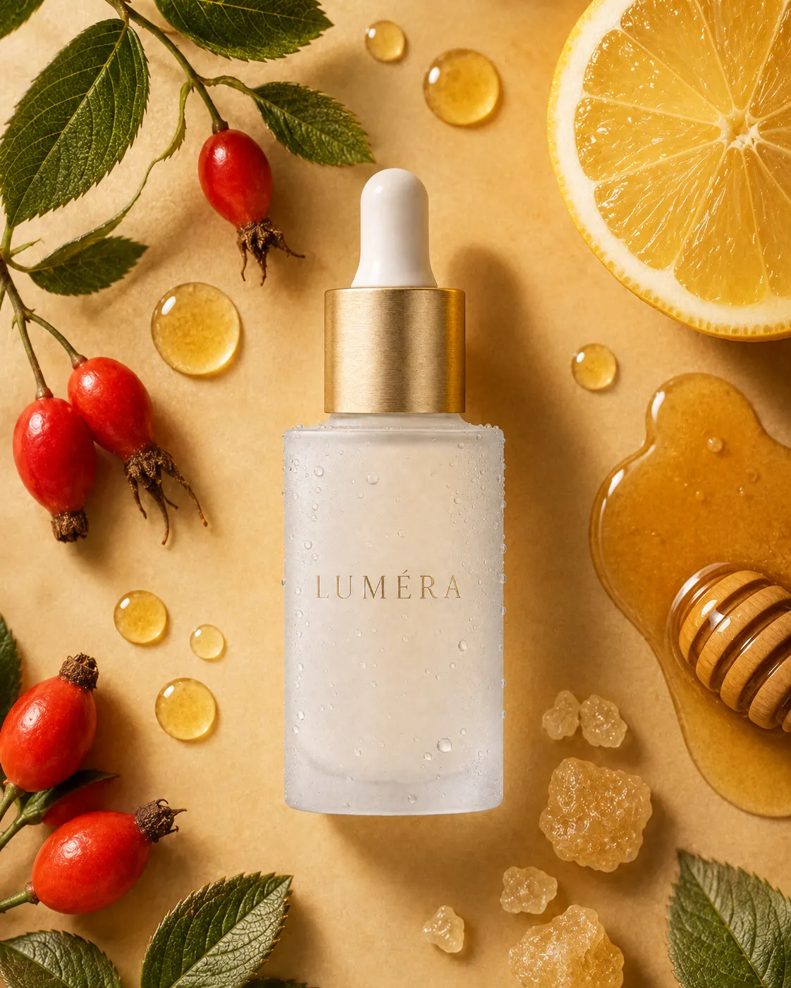 LUMÉRA ingredients flat lay