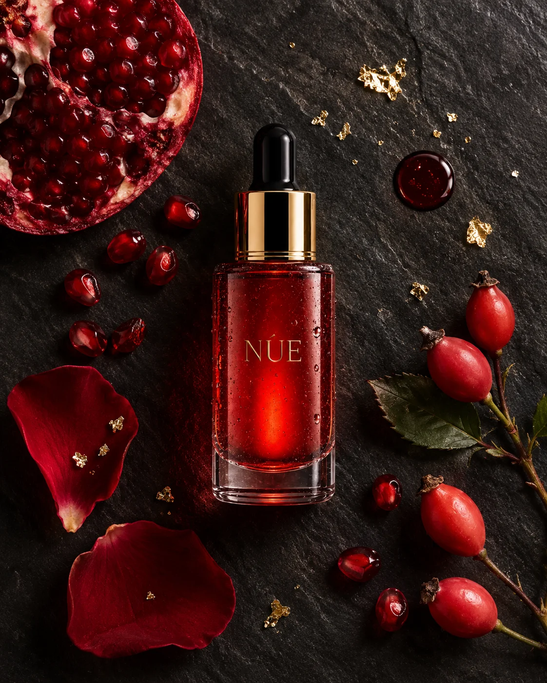 NÚE ingredients flat lay