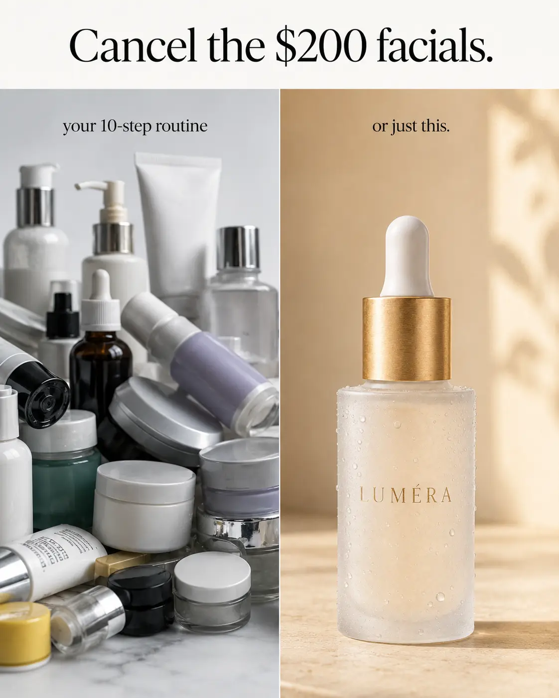 LUMÉRA ad — cancel the $200 facials